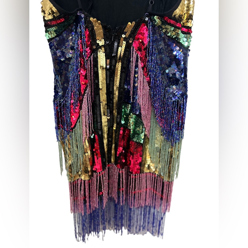 Asos Edition Mini Dress Diamond Fringe Size 8 - Picture 6 of 8